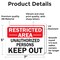 Signmission Restricted Area Unauthorized People Keep Out OSHA ANSI Sign, Vinyl Decal, 7in W x 5in L, 2PK OS-2PACK-MISC-D-57-L-19512 - alternate 3